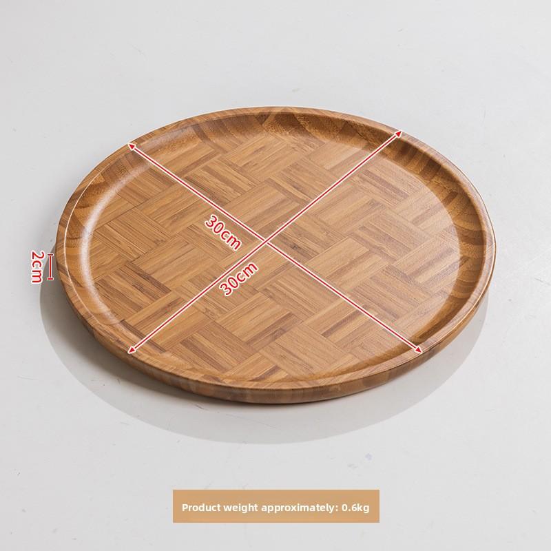 Nan Bamboo Checkered Carved Tea Tray Household Water Plate Dessert Snack Storage Tray for Restaurant Afternoon Tea