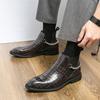 Итальянский стиль эластичная цепь дизайнерские ботинки челси для мужчин деловой круглый носок мужские ботильоны на платформе повседневная обувь мужская обувь