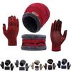 Winter Knit Hat, Snood, and Touch Screen Gloves Set