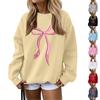 Women's Round Neck Long Sleeve Casual Bow Printed Top Hooded Sweatshirt
