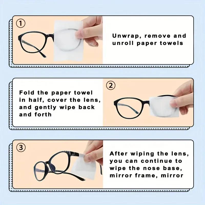 50-100 pcs Disposable Eyeglass Cleaning Wipes - Individually Packaged, Suitable for Eyeglasses, Smartphones, Tablet Screens - S