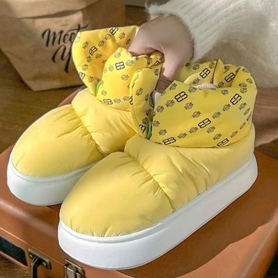 Водонепроницаемые пуховые женские хлопковые туфли Сохраняют тепло Плюшевая толстая подошва Нескользящие Зимние сапоги для снега Уличная женская обувь на платформе