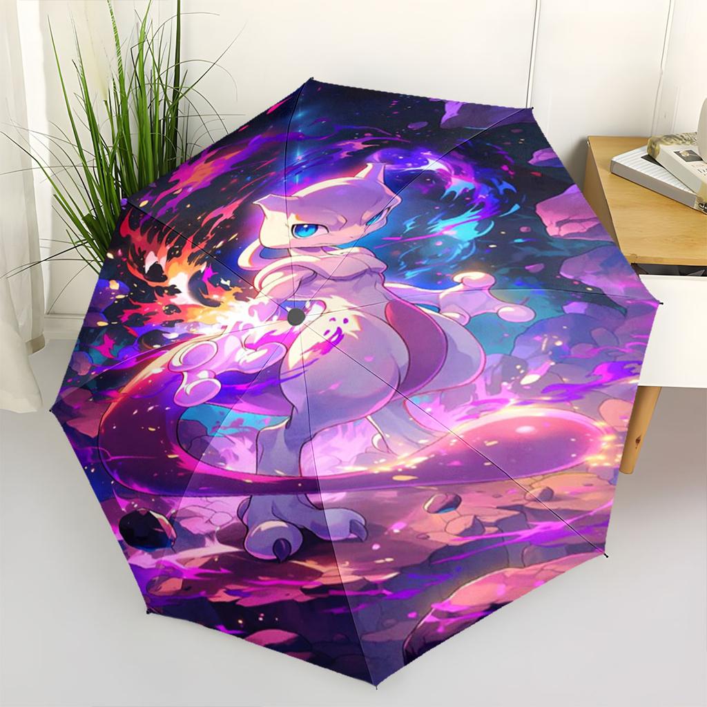 Mewtwo Pokemon Anti UV Umbrella Sun Protection Shade Umbrella Waterproof Windproof Outdoor Travel Parasol