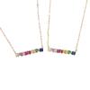 Gold Plated rainbow Rectangle Cubic Zirconia Cz Stick bar Pendant Fashion European Colorful Cz Geometric Necklace