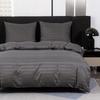 Hotel damask bedding with stripes 200x220 steel, dark gray, gray