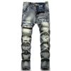New Retro Style Men'S Men'S Clothing, European And American Jeans, Men'S Patchwork Slim Fit Straight Leg Denim Pants