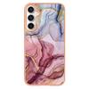 For Samsung Galaxy S24 FE TPU Case Marble Pattern 2.0mm Electroplating Phone Back Cover