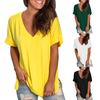 Women Summer V Neck Short Sleeve Shirt Casual Tunic Tops Blouse