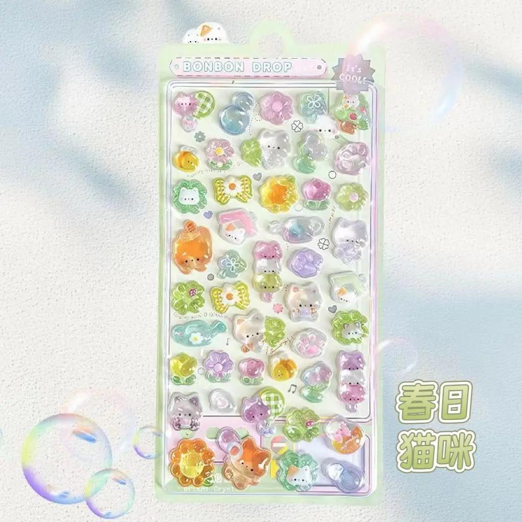 3D Тисненые Алмазные Наклейки 6 Листов Тема Мультфильмов, ПВХ Крафт Наклейки для Скрапбукинга и Украшения Канцелярских Товаров - Идеальный DIY