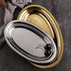 Stainless Steel Barbecue Dish Korean Style Snack Tray Elliptical Steamed Fish Plate  Restaurant