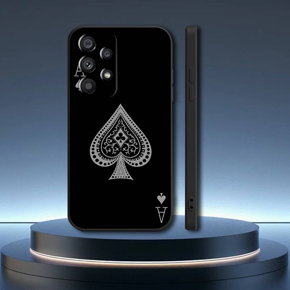 Ace of Spades Poker Phone Case For Samsung Galaxy A73,31,32,72,41,53,52,71,22,5G,Note,J7,8,9 Soft Black Cover