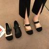 Весна 2025 одно слово с женскими туфлями Мэри Джейн маленький толстый каблук квадратный носок мелкий вырез одинарные туфли