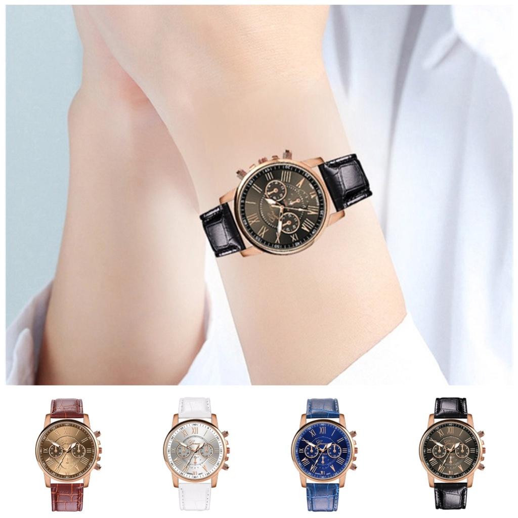 Женевские часы с красочным циферблатом и кожаным ремешком, повседневный стиль, кварцевые наручные часы для мужчин и женщин 28003 ремешок из бамбука)