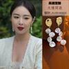 Silver needle light luxury Spice Girl pearl stud earrings temperament retro super flash earrings women's fashion high sense personalized earrings