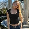 Европейский и американский стиль ins стиль женская одежда новая Модный тренд в стиле Spice Girls квадратный вырез короткий рукав облегающая базовая футболка