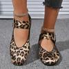 2025 Brand Ladies Shoes Buckle Strap Women's High Heels Best Seller New Leopard Print Shallow Flat Low Heels Zapatos