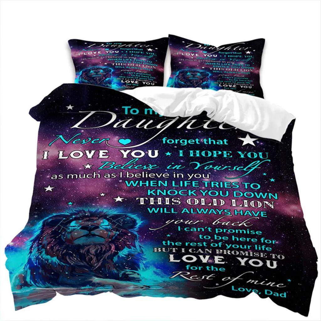 Letter Duvet Cover Abstract Word Print Wild Animal Theme The Meaningful Gift for Family and Friend Bedroom Decoration Queen Size