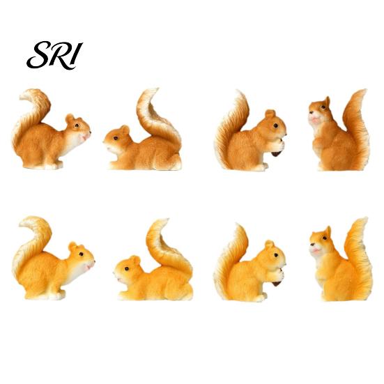 Small Art Sculpture Mini Squirrel Figurine Tiny Resin Fairy Garden Accessories Cute Space-Saving Decoration Miniature Animal Statue for Moss Landscape