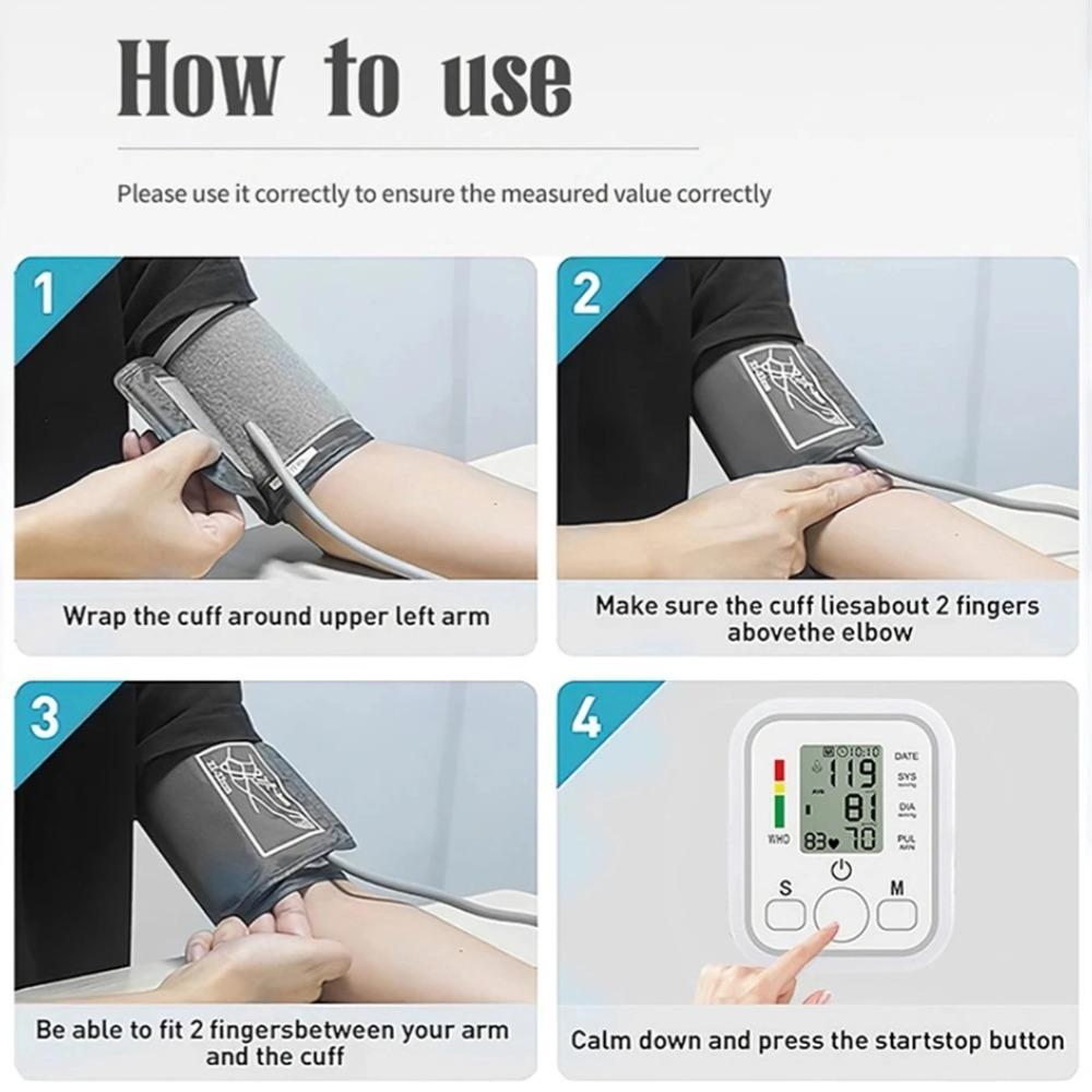 Upper Arm Blood Pressure Monitor Heart Beat Rate Monitor Health Care Medical Digital Meter Tonometer Measuring Automatic