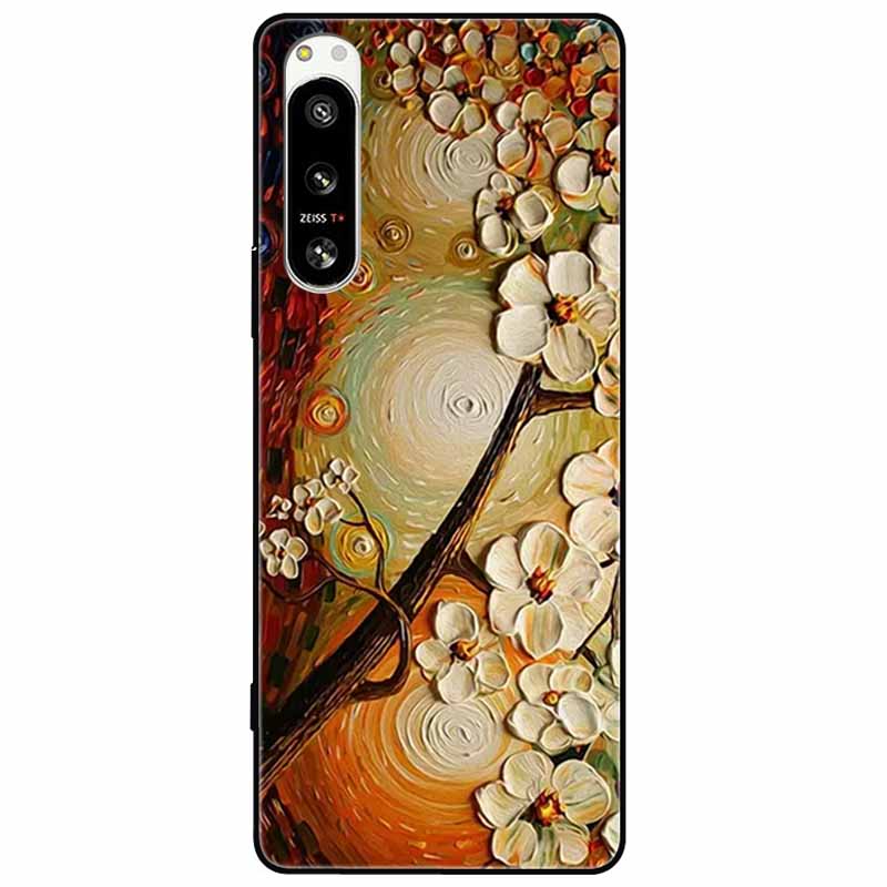 For Sony Xperia 5 IV / 1 IV Case 10IV Soft Silicone Flower Phone Back Cases For Sony Xperia 10 IV V Cover 5IV TPU Bumpers 10V