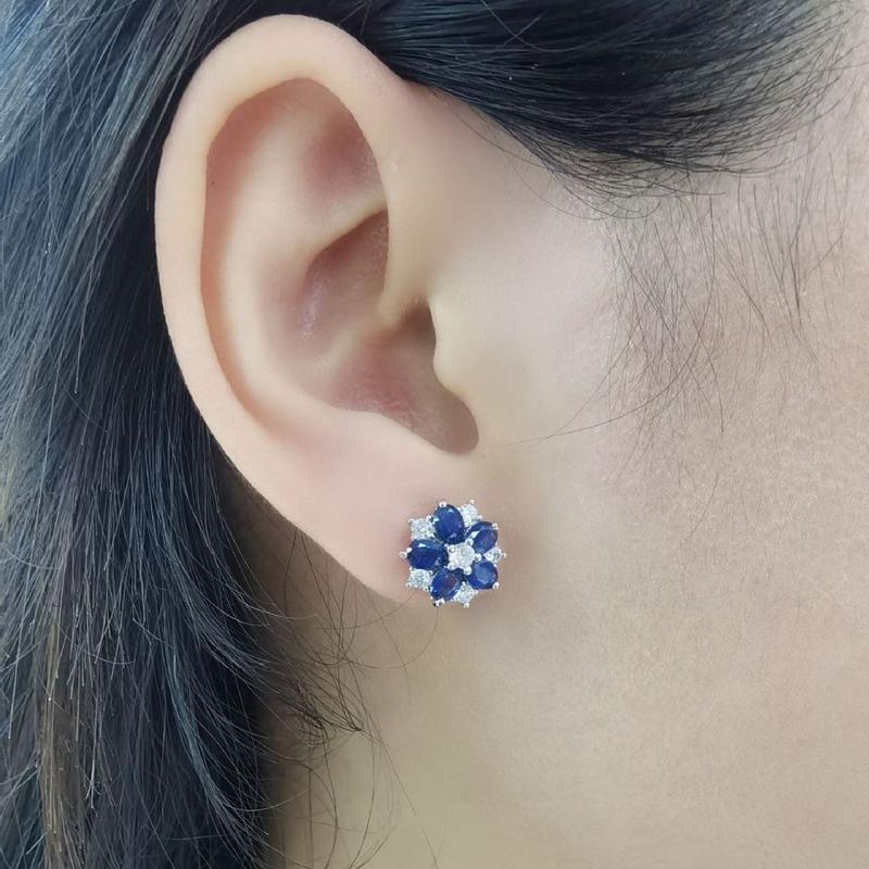 Sace Gems 100% стерлингового серебра 925 пробы, серьги с сапфиром, сверкающие высокоуглеродистые бриллианты, свадебные, помолвочные, вечерние, ювелирные изделия, подарки