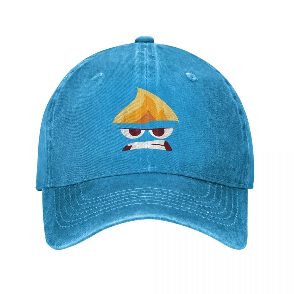 Inside Out Angry Face Halloween Baseball Caps Distressed Washed Cartoon Anime Snapback Hat Outdoor All Seasons Travel Caps Hat