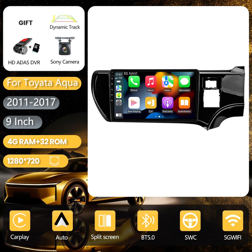 Android 16 pour Toyota Aqua 2011 - 2017, Carplay Auto, écran 2K, autoradio multimédia, autoradio stéréo 2 din, Plug and Play