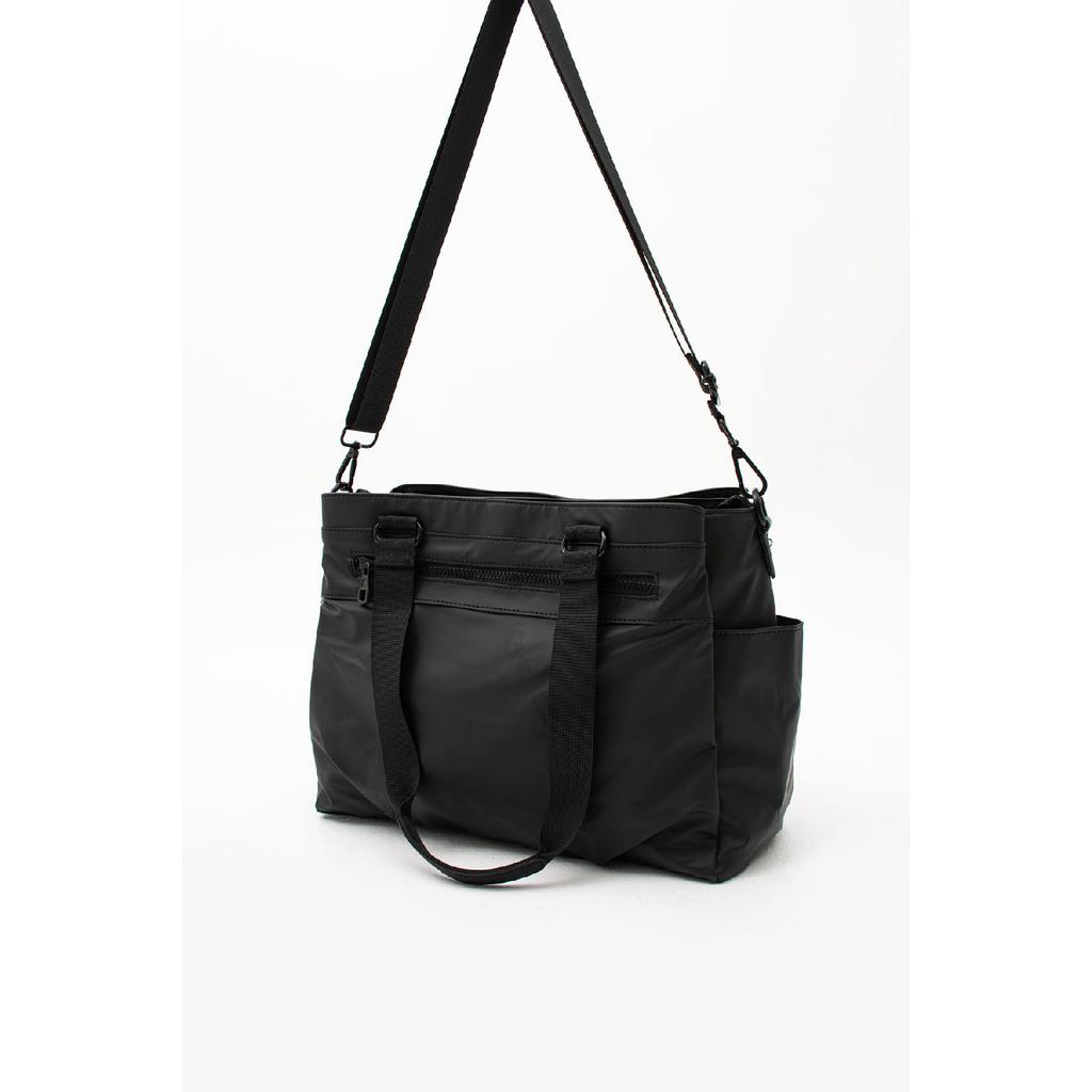 Women's Black Water Resistant 5 Compartment Adjustable Cross Strap Hand And Shoulder Bag