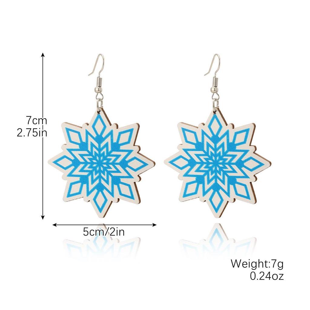 Trendy Snowflake & Santa Wooden Christmas Earrings