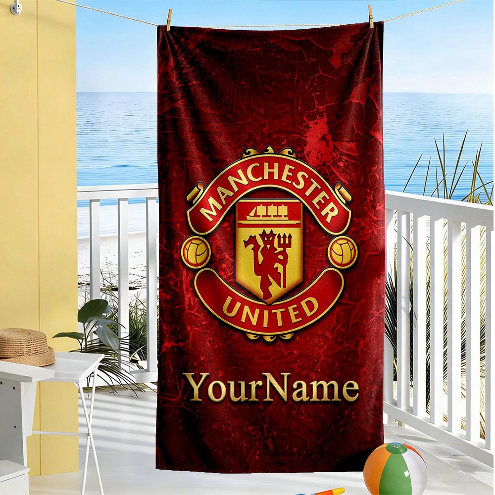 Manchester Customize Text Beach Towel Super Soft Microfiber Quickdry Fabric Suitable for Sports Travel Swimming Yoga Bathroom Beach And Pool