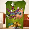 Мультяшное одеяло A-Aaahh Real M-Monsters, Фланелевое, Легкое, Уютное, Прочное, Стираемое, Милое, Крутое