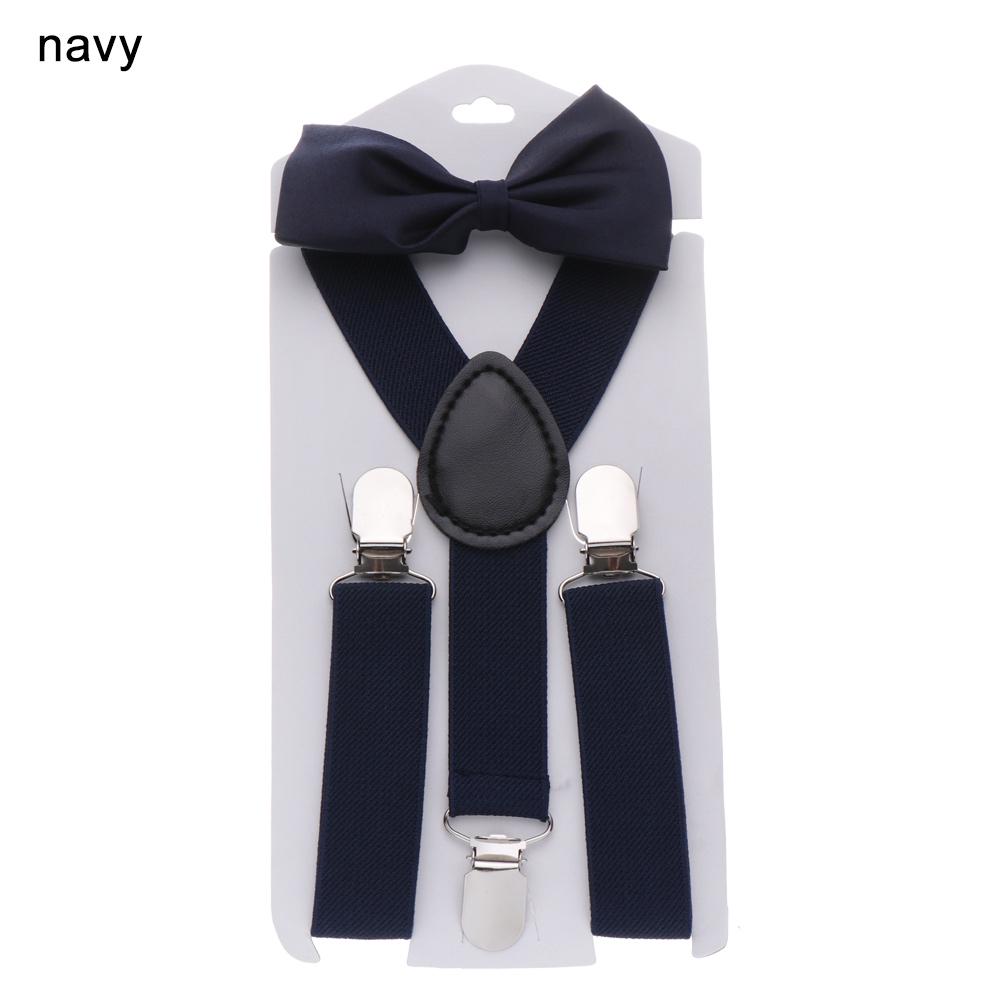 Kids Elastic Suspenders Bow Tie set Matching Tuxedo Suit Unisex Boy Girl Bowtie Wedding Costume Adjustable Y-Back Brace Belt