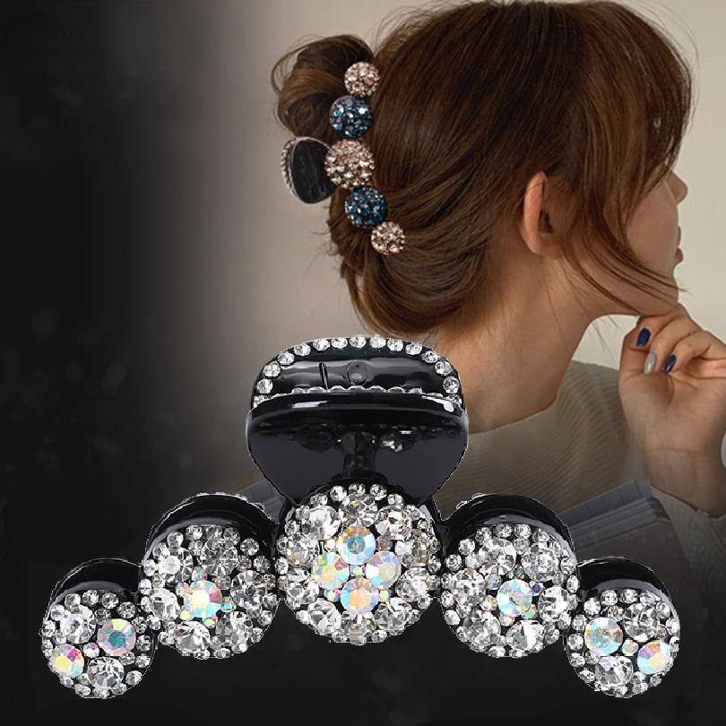 Women Big Rhinestone Hair Claws Crab Hairpins Crystal Hair Clips Barrettes Ponytail Hair Accessories