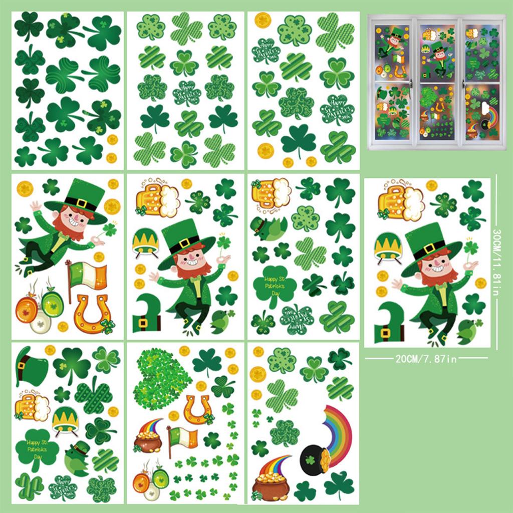 Новая ул.. Статические наклейки на оконные стекла ко Дню Святого Патрика. Украшения ко Дню Святого Патрика, набор St.. Макет зеленой атмосферы ко Дню Святого Патрика
