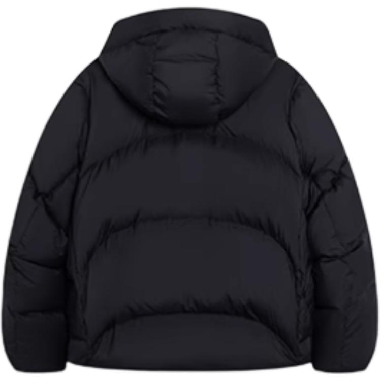 Подкладка Спортивная серия Lifestyle Однотонный кардиган на молнии с воротником-стойкой и капюшоном Пуховик унисекс Верхняя одежда Черный AYMS378-4