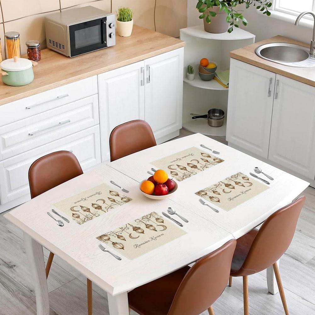 4 шт. подставки под тарелки Рамадан Ид Мубарак Рамадан Карим Луна Кухня Обеденный стол для праздничного стола Decoratio X7F6