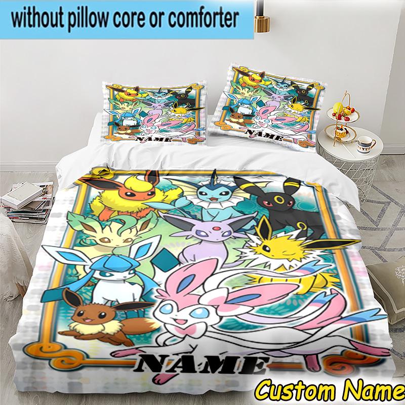 3PCS Custom Name Pika Bedding Set Printed Duvet Cover Closure Includes 1 Duvet Cover & 2 Pillowcases for All Seasons Bedroom Decor