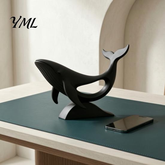Niche Living Room Accents Minimalist Hollow Whale Figurine, 3D Printed Matte Animal Sculpture for Modern Home Decor Office Desk Decor, Statues