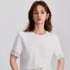 ELLE Свободный нишевый топ Французское ощущение высокого класса Обычная линия плеча Круглый вырез Короткий рукав Футболка Женские топы Белый ET47510