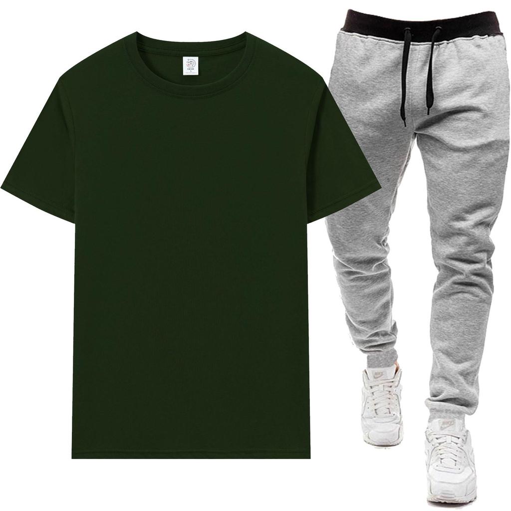 Men's Summer Round Neck T-Shirt & Casual Sports Pants Two-Piece Set