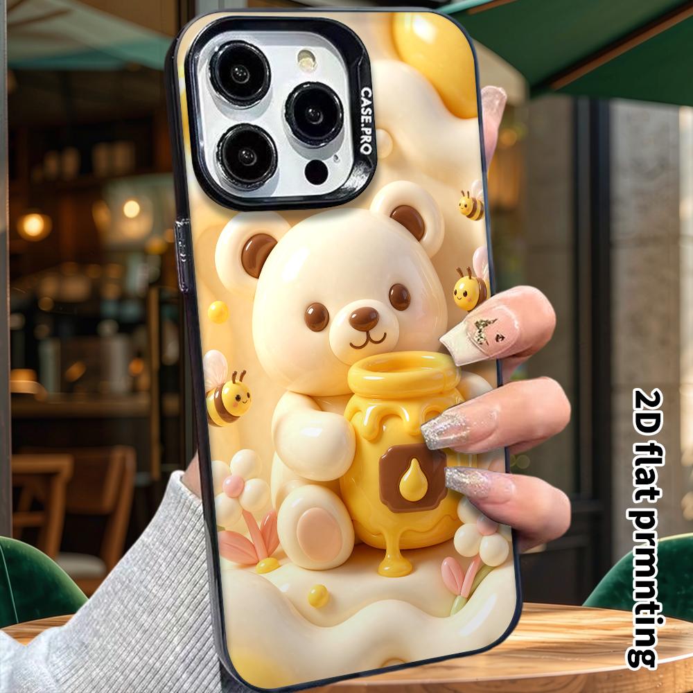 Чехол для телефона: 2D плоский дизайн, подходит для защитного чехла iPhone 18 17 16 15 14 13 Pro, медовый медведь, идеальный подарок на Рождество и Хэллоуин