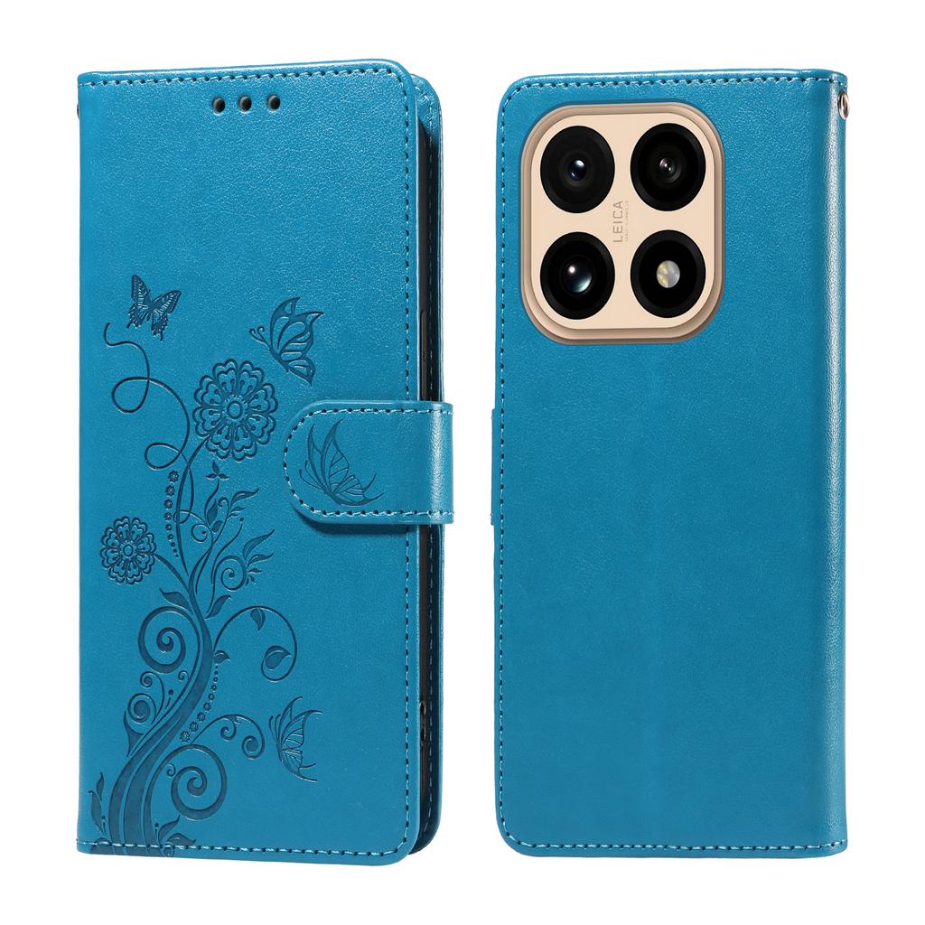 For Xiaomi 15T Leather Case Butterfly Floral Imprint Wallet Stand Cover