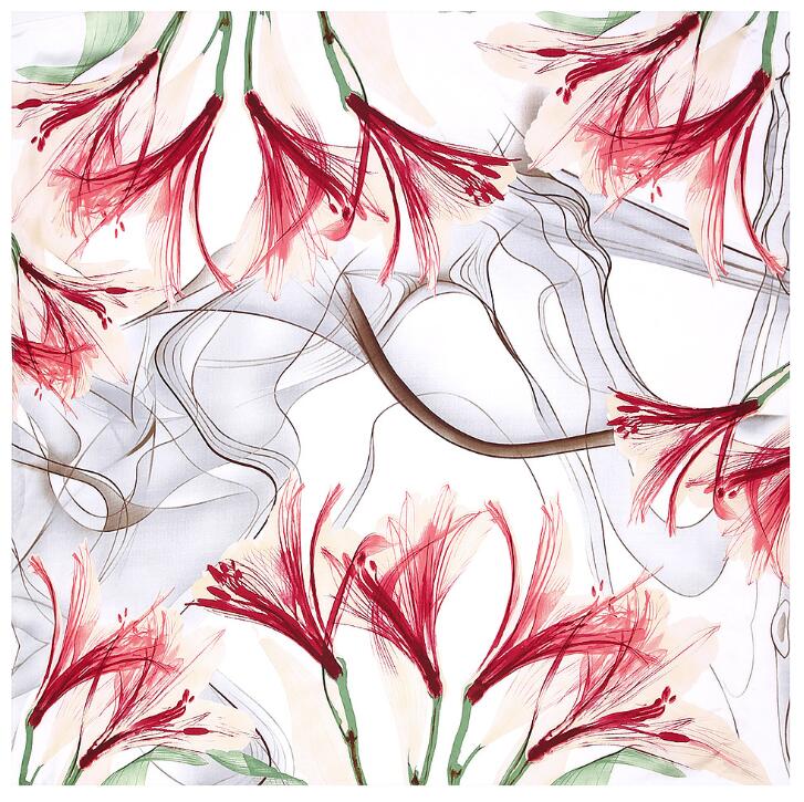 Luxury Brand Square Scarf For Ladies Lily Print Silk Scarf Women Bandana Large Hijab Female Shawl Scarves Warps