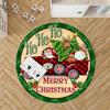 3D Santa Claus Round Rug Visual Illusion Funny Holiday Floor Mat For Living Room Entryway Home Decor