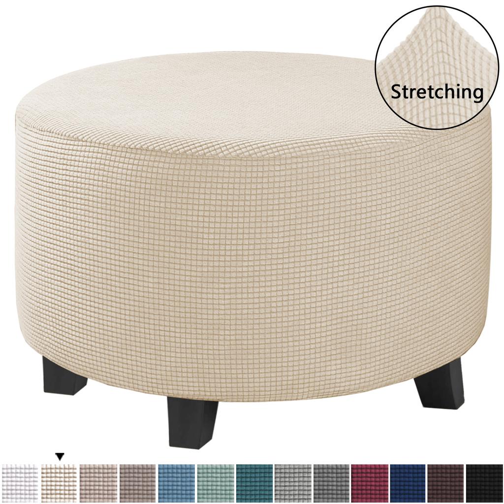 Ottoman Cover Stretch Ottoman Slipcover Round Ottoman Storage Cover Folding Stool Covers for Footrest Ottoman Fit Dia  20"-41" Removable Washable