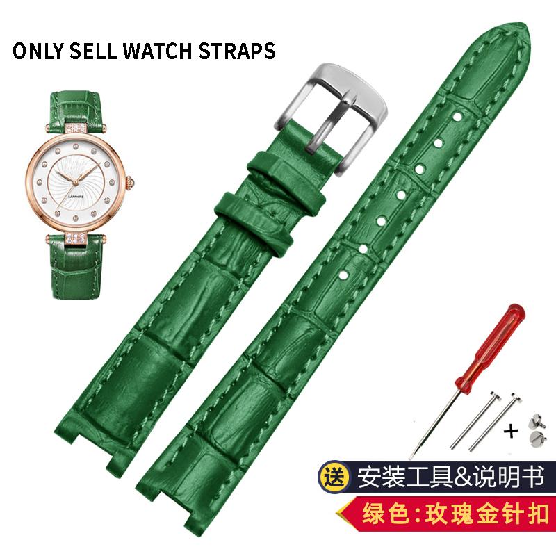 For Rossini 516752 616764 517784 5758G Notch Watch Chain Cowhide Leather Watchband Red Bracelet Men Women 14mm 16mm 18mm Strap