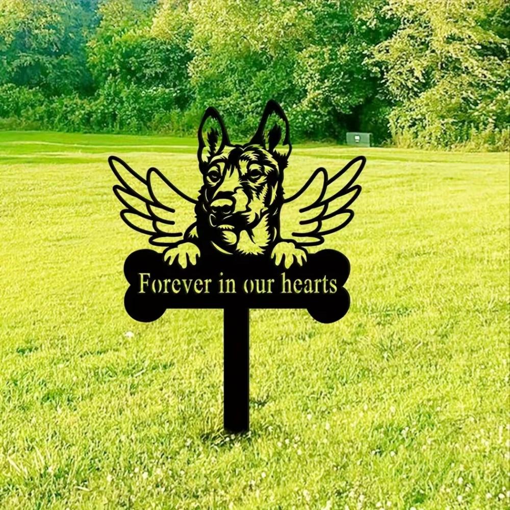 Charming 1pc Iron Art Dog Grave Marker - Memorial Stake At Christmas. Heartwarming Memorial Gifts for Losing a Pet