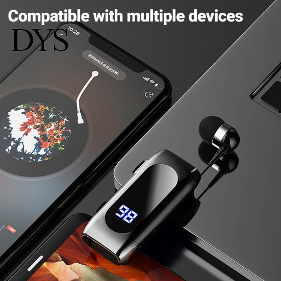 Одноухий беспроводной наушник K55 Совместимый с Bluetooth Наушник-клипса на воротник Напоминание о звонке вибрацией Телескопическая мини-гарнитура Кабель Внутриканальный Спортивный