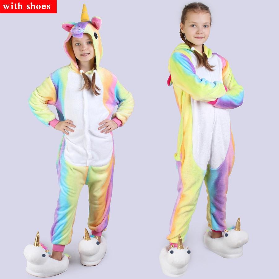 Комбинезон кигуруми, детские пижамы с единорогом для детей, детские пижамы с героями мультфильмов, детский костюм, зимний костюм для девочек, единорог, Jumspuit