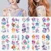 10sheets Cartoon Cute Mermaid Tattoo Stickers For Arm Face Body Temporary Decorative Tattoo Stickers Girls Creative Party Gifts